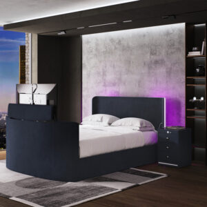 Media Glow Ottoman TV Bed Frame With Sound Activated Lighting